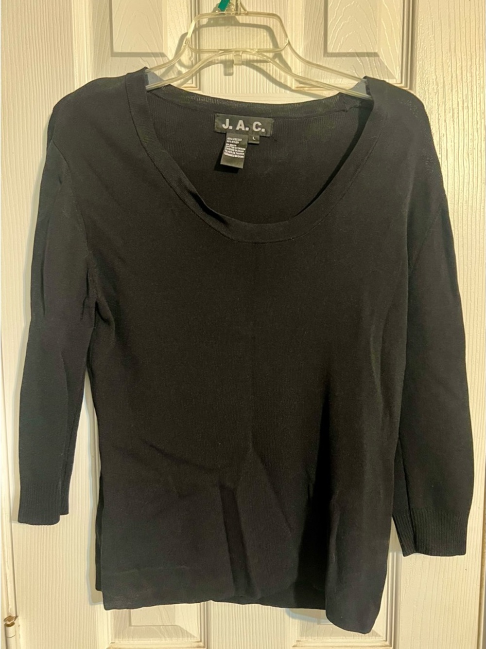 Women's Black Scoop Neck 3/4 length sweater